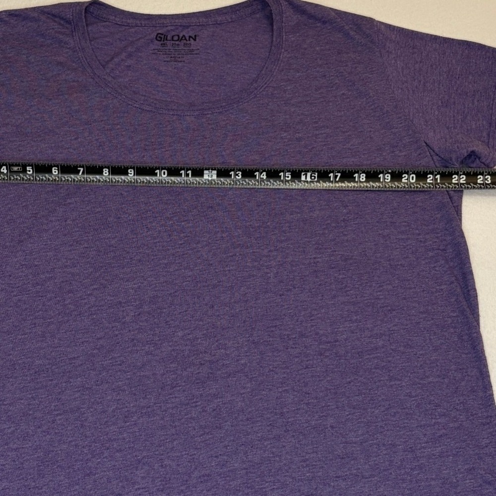 Gildan Womens 2XL Heather Purple Scoop Neck Short Sleeve T-Shirt - Picture 4 of 5